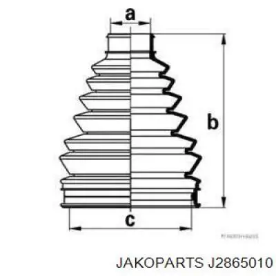 Пильник ШРУСа зовнішній, передній піввісі J2865010 Jakoparts