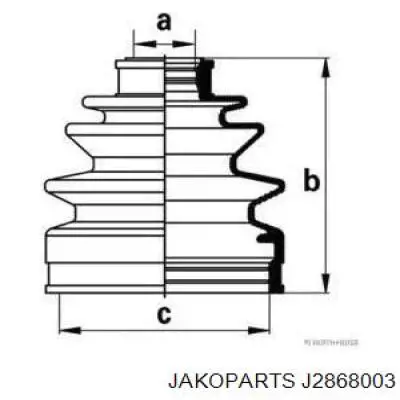 Пильник ШРУСа зовнішній, передній піввісі J2868003 Jakoparts