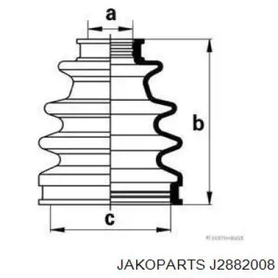 J2882008 Jakoparts пильник шруса внутрішній, передній піввісі