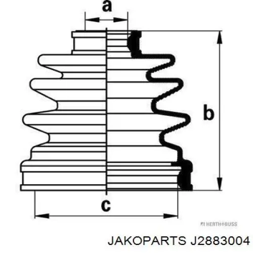 J2883004 Jakoparts пильник шруса внутрішній, передній піввісі