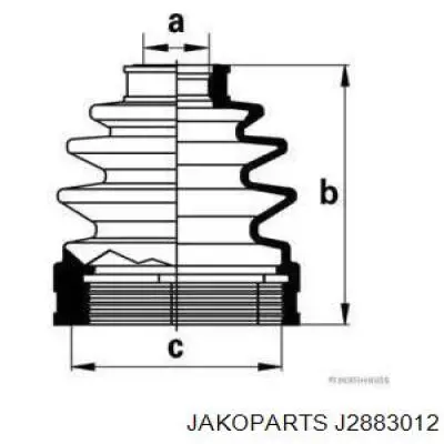 Пильник гранати внутрішній, передній півосі Jakoparts J2883012 ціна, від 5.54 USD
