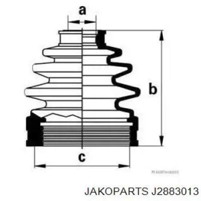 Пильник гранати внутрішній, передній півосі Jakoparts J2883013 ціна, від 6.29 USD