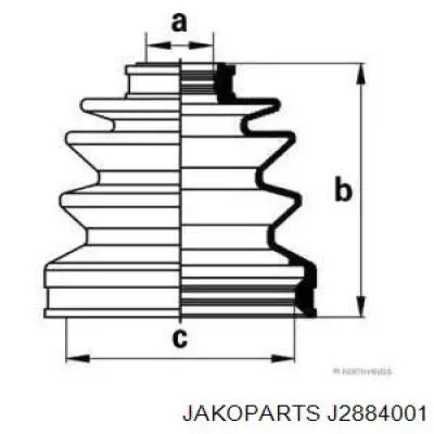 J2884001 Jakoparts пильник шруса внутрішній, передній піввісі