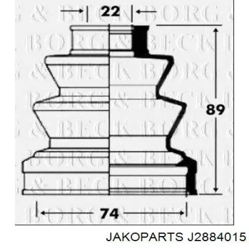 Пильник ШРУСа внутрішній J2884015 Jakoparts