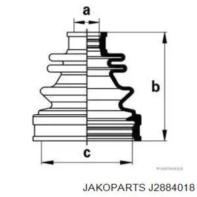 Пильники ШРКШів передній піввісі, комплект Jakoparts J2884018 ціна, від 11.41 USD