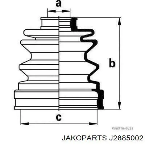 J2885002 Jakoparts пильник шруса внутрішній, передній піввісі