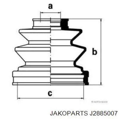 Купити J2885007 Jakoparts Пильник шарніра кутових швидкостей внутрішній передній
