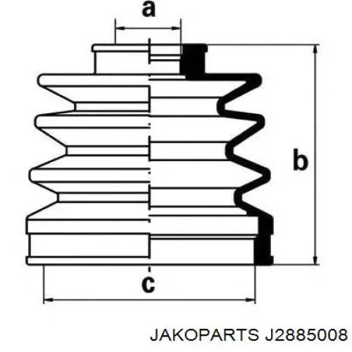 Купити J2885008 Jakoparts Пильник шарніра кутових швидкостей внутрішній передній