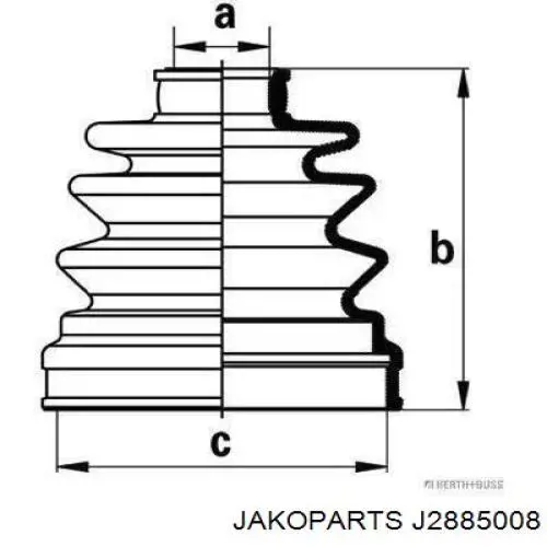 Пильник гранати внутрішній, передній півосі Jakoparts J2885008 ціна, від 6.56 USD