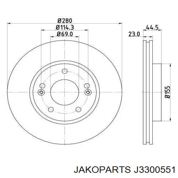 Гальмівні диски передні J3300551 Jakoparts
