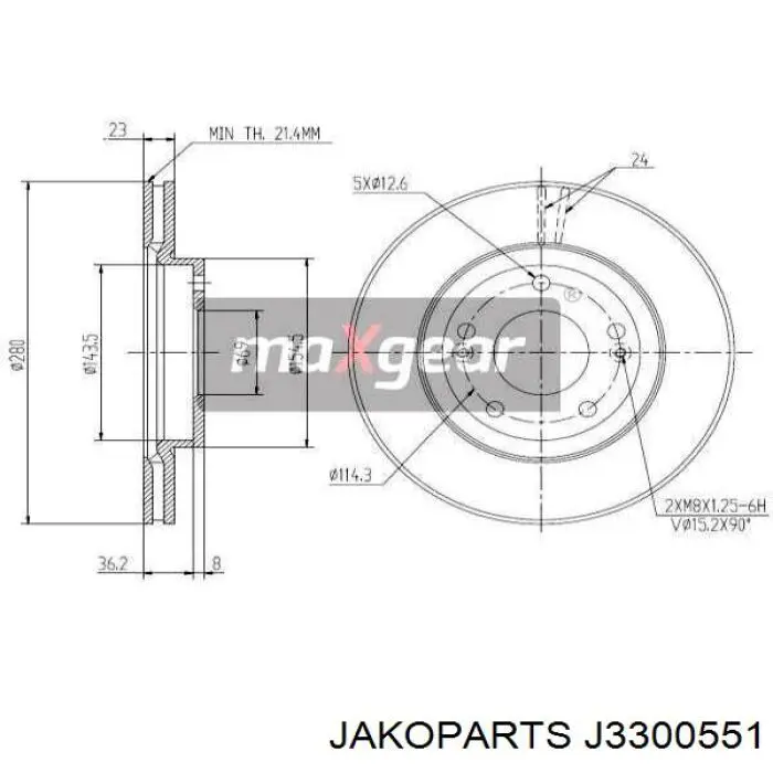 J3300551 Jakoparts Гальмо дискове переднє