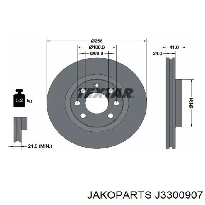 Диск переднього гальма Jakoparts J3300907 ціна, від 23.63 USD