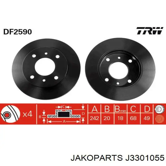 J3301055 Jakoparts диск гальмівний передній