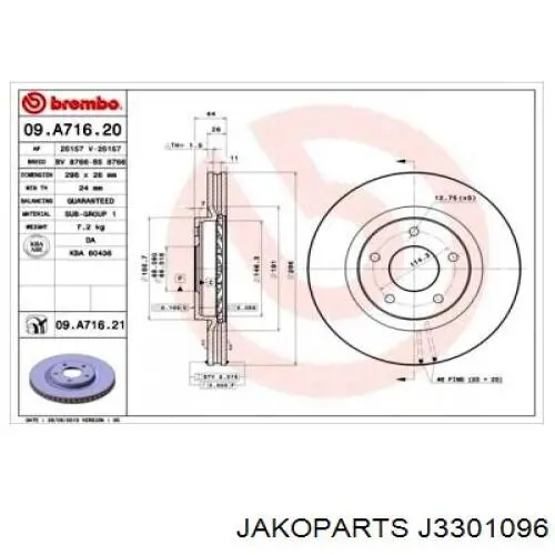 Гальмівні диски передні J3301096 Jakoparts