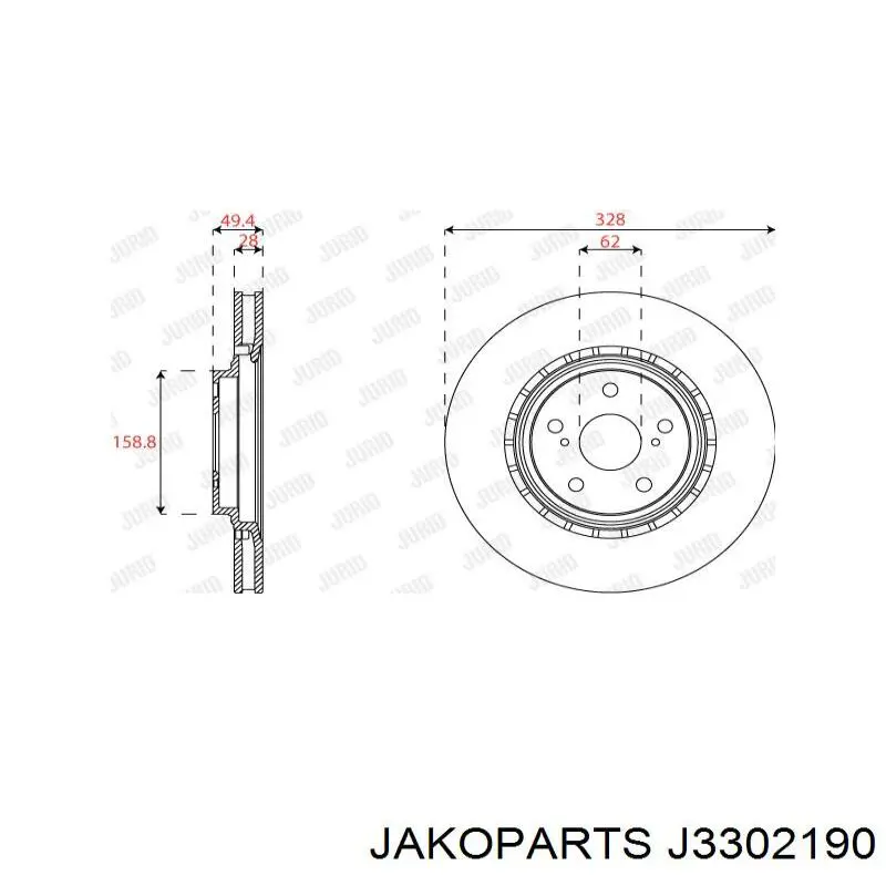 Гальмівні диски передні J3302190 Jakoparts