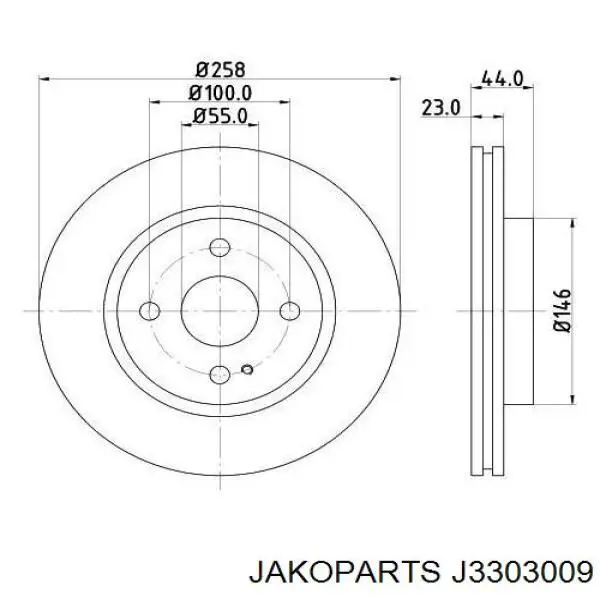 Задні дискові гальма Jakoparts J3303009 ціна, від 24.56 USD