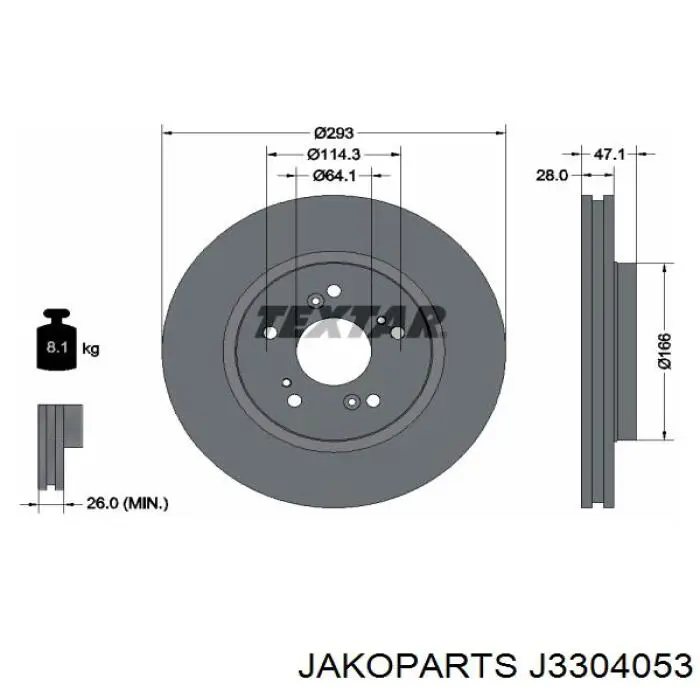 Гальмівні диски передні J3304053 Jakoparts