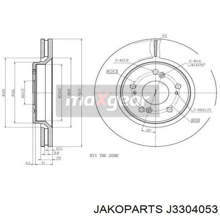 J3304053 Jakoparts диск гальмівний передній