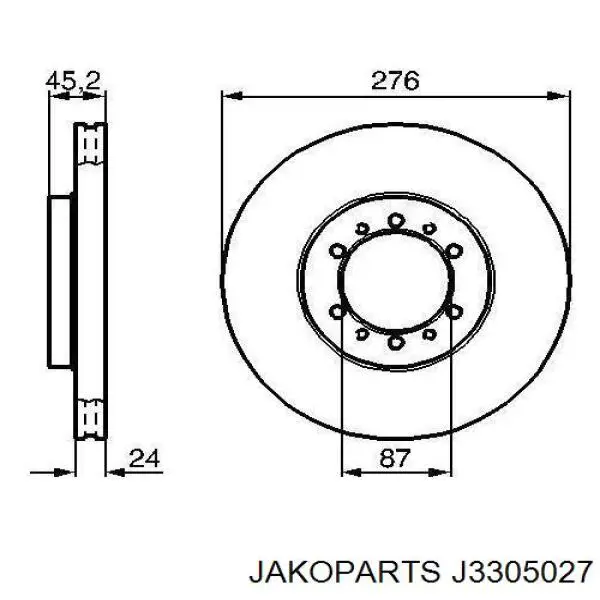 Диск переднього гальма Jakoparts J3305027 ціна, від 37.87 USD