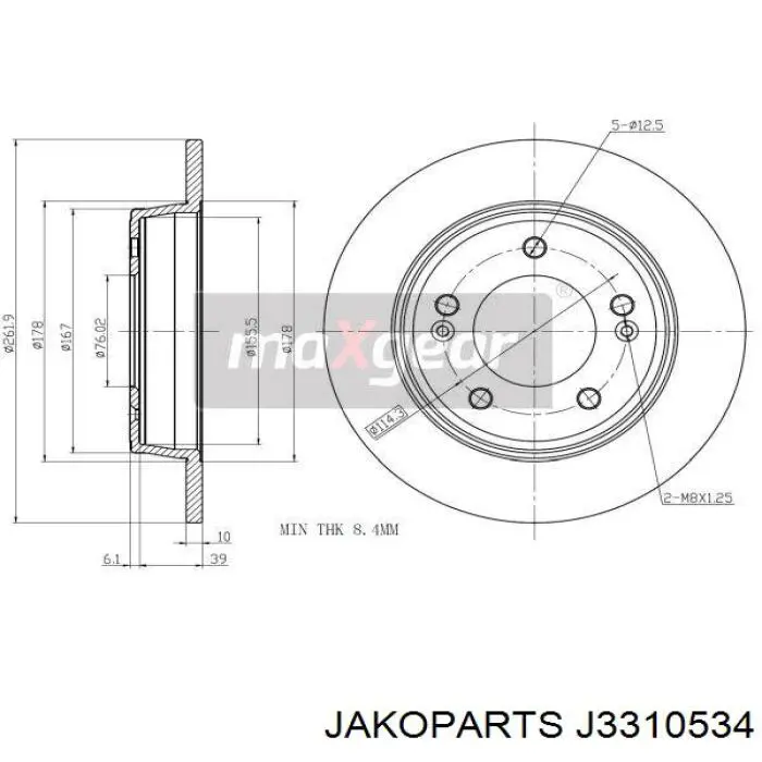 Купити J3310534 Jakoparts Диск заднього гальма