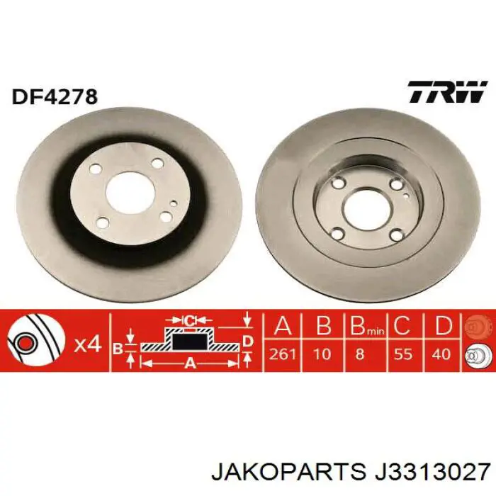 J3313027 Jakoparts диск гальмівний задній