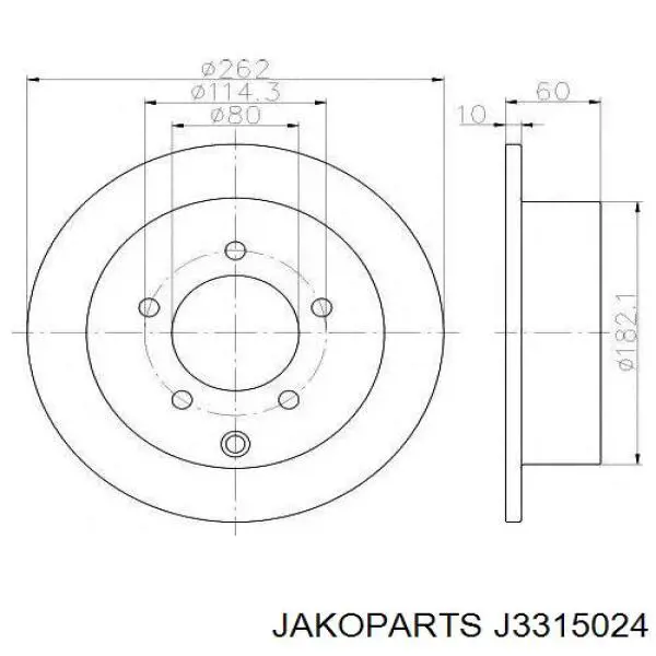 Диск гальмівний задній Jakoparts J3315024