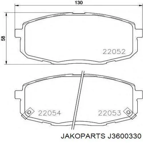 Передні тормозні колодки J3600330 Jakoparts