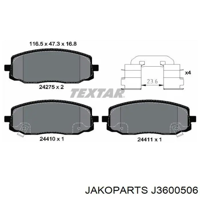 Тормозні колодки Jakoparts J3600506