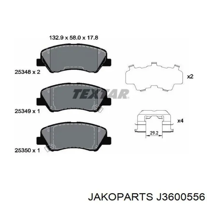 Передні тормозні колодки J3600556 Jakoparts