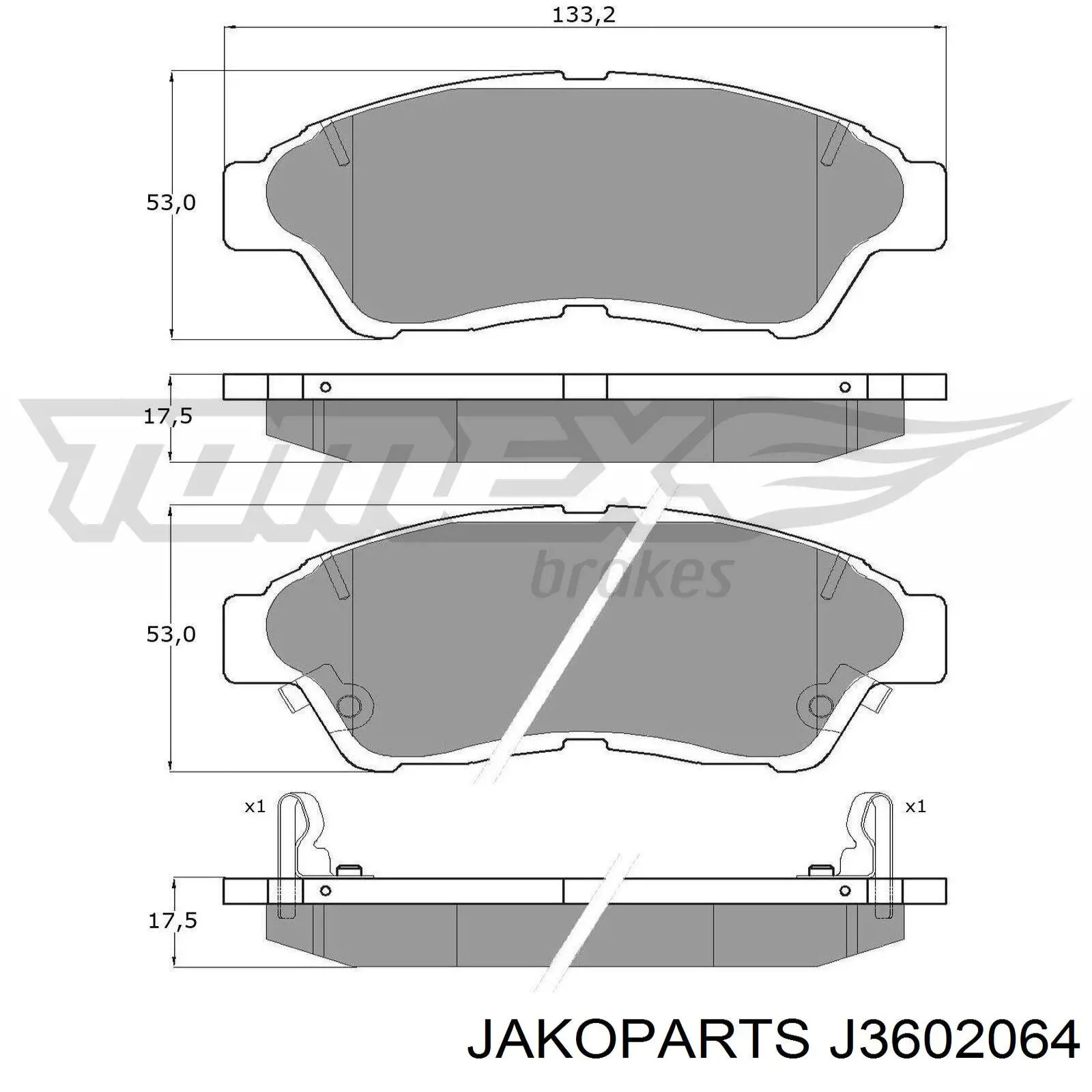 Гальмівні колодки Jakoparts J3602064 ціна, від 17.86 USD