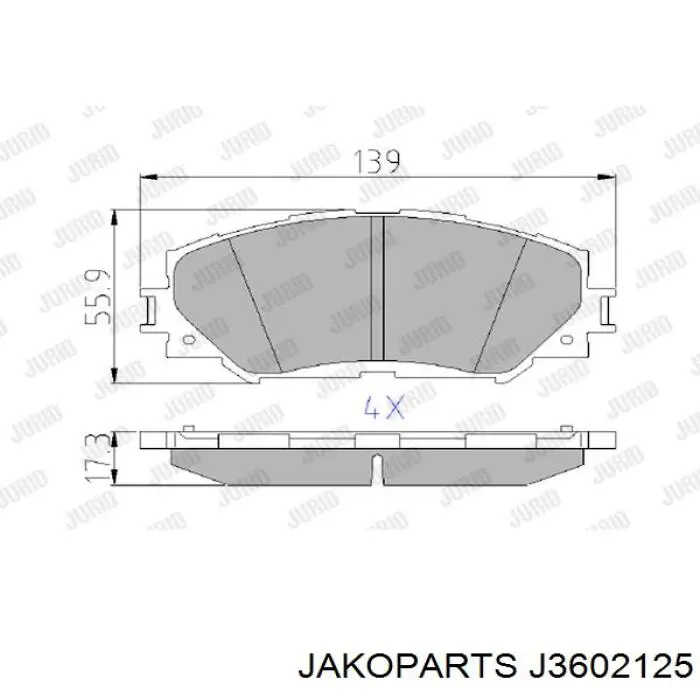 Купити J3602125 Jakoparts Колодки гальмівні передні, дискові
