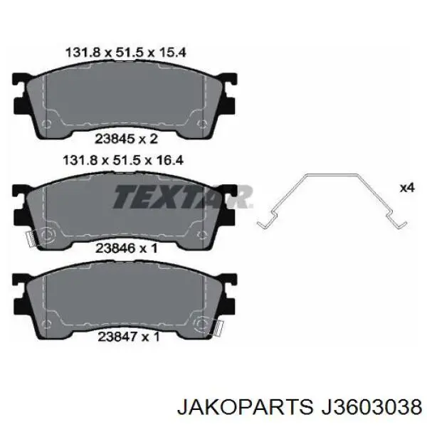 Купити J3603038 Jakoparts Колодки гальмівні передні, дискові