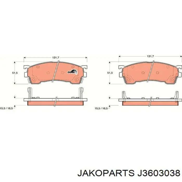 Передні тормозні колодки J3603038 Jakoparts