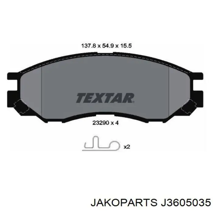 Колодки гальмівні передні, дискові J3605035 Jakoparts