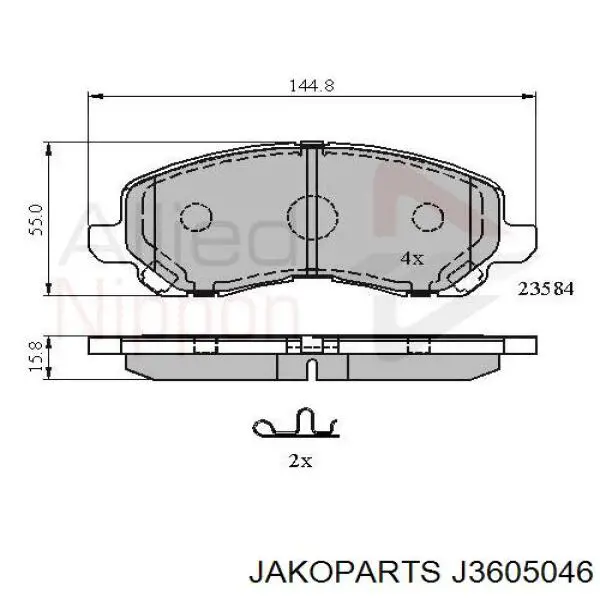 Передні тормозні колодки J3605046 Jakoparts