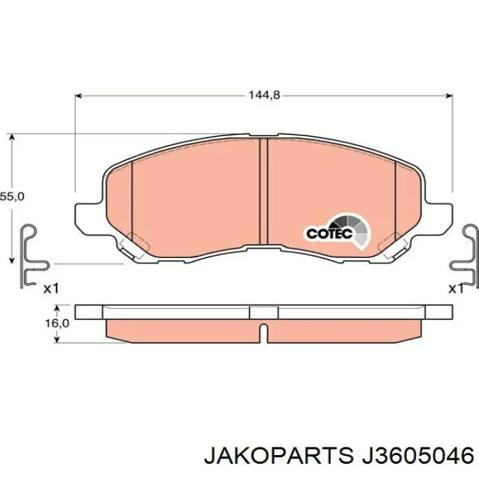 Купити J3605046 Jakoparts Колодки гальмівні передні, дискові