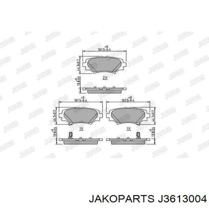 Задні гальмівні колодки Jakoparts J3613004 ціна, від 17.25 USD