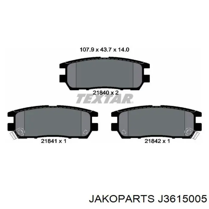 J3615005 Jakoparts Колодки гальмівні задні, дискові
