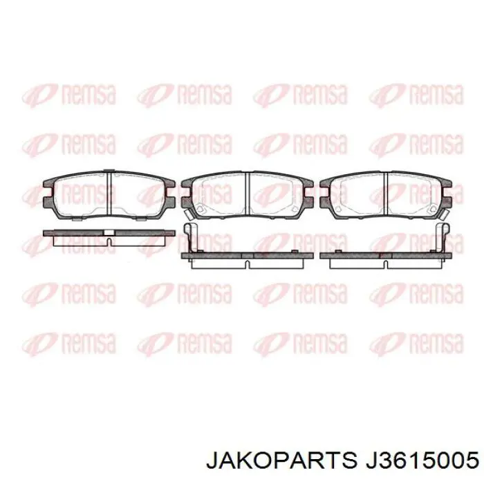 Задні гальмівні колодки J3615005 Jakoparts