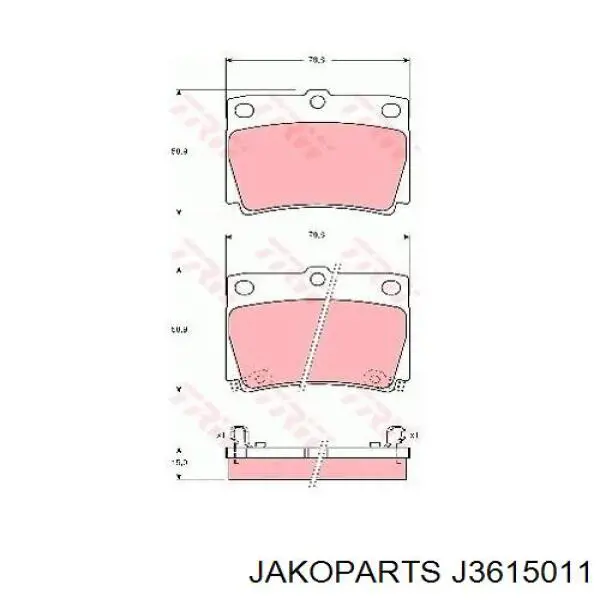 Задні гальмівні колодки J3615011 Jakoparts