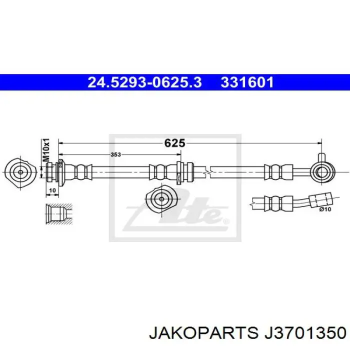 Купити J3701350 Jakoparts Шланг гальмівний передній, правий