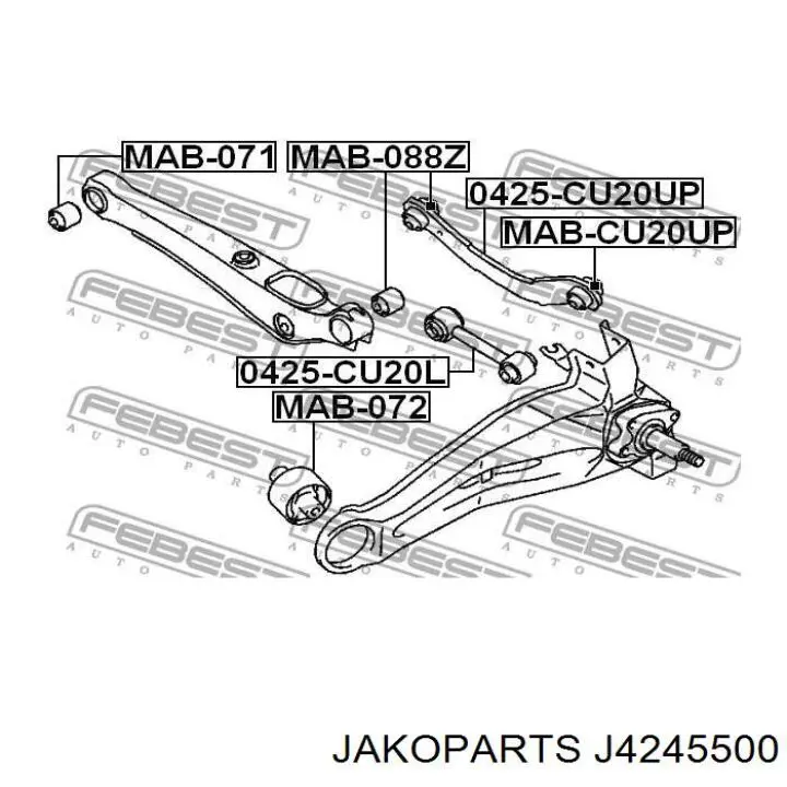 Сайлентблок заднього важеля Jakoparts J4245500 ціна, від 5.81 USD