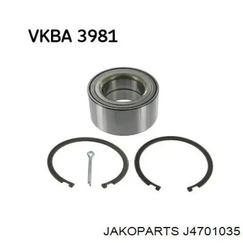 Комплект підшипник маточини передньої Jakoparts J4701035 ціна, від 26.67 USD