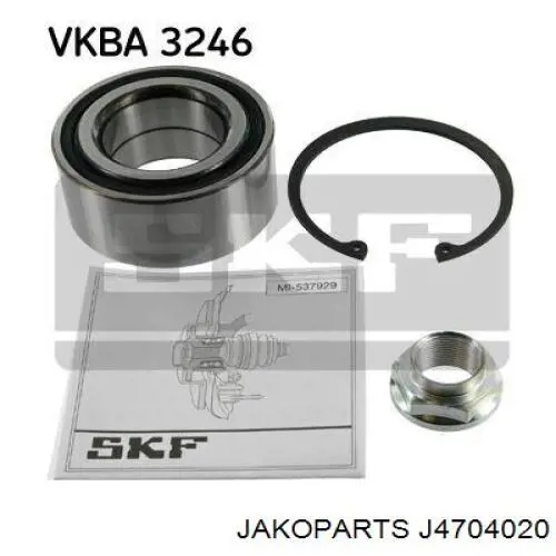 Комплект підшипник маточини передньої Jakoparts J4704020 ціна, від 18.02 USD