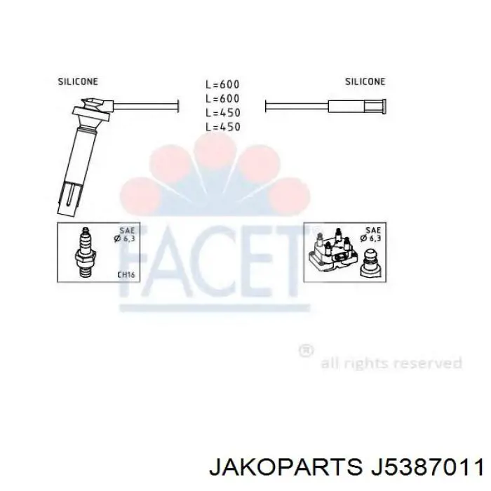 Дроти запалювання Jakoparts J5387011 ціна, від 38.89 USD