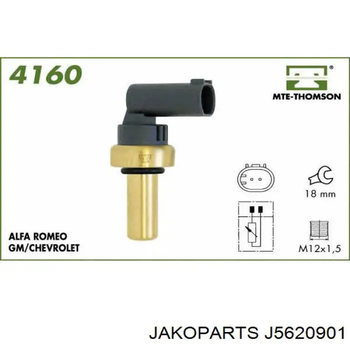 Датчик температури охолоджуючої рідини J5620901 Jakoparts