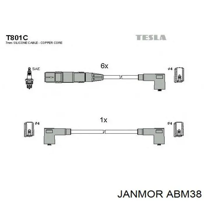 ABM38 Janmor дріт високовольтні, комплект
