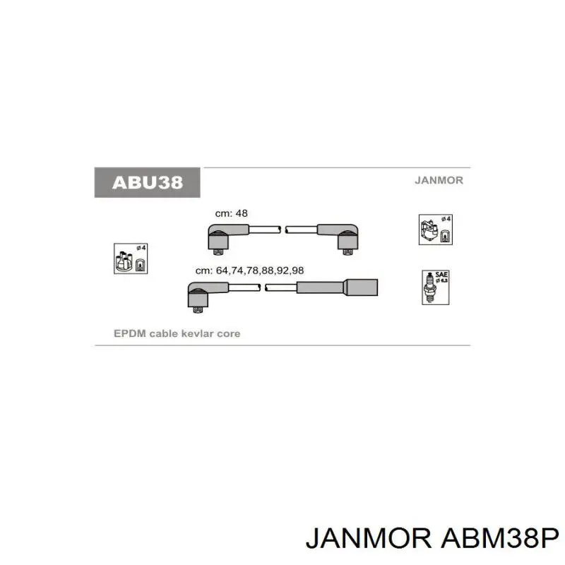 Дріт високовольтний, комплект ABM38P Janmor