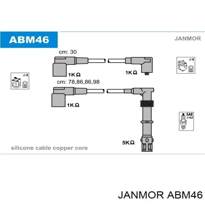 ABM46 Janmor дріт високовольтні, комплект