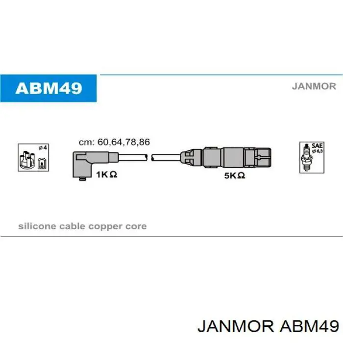 Дріт високовольтні, комплект ABM49 Janmor